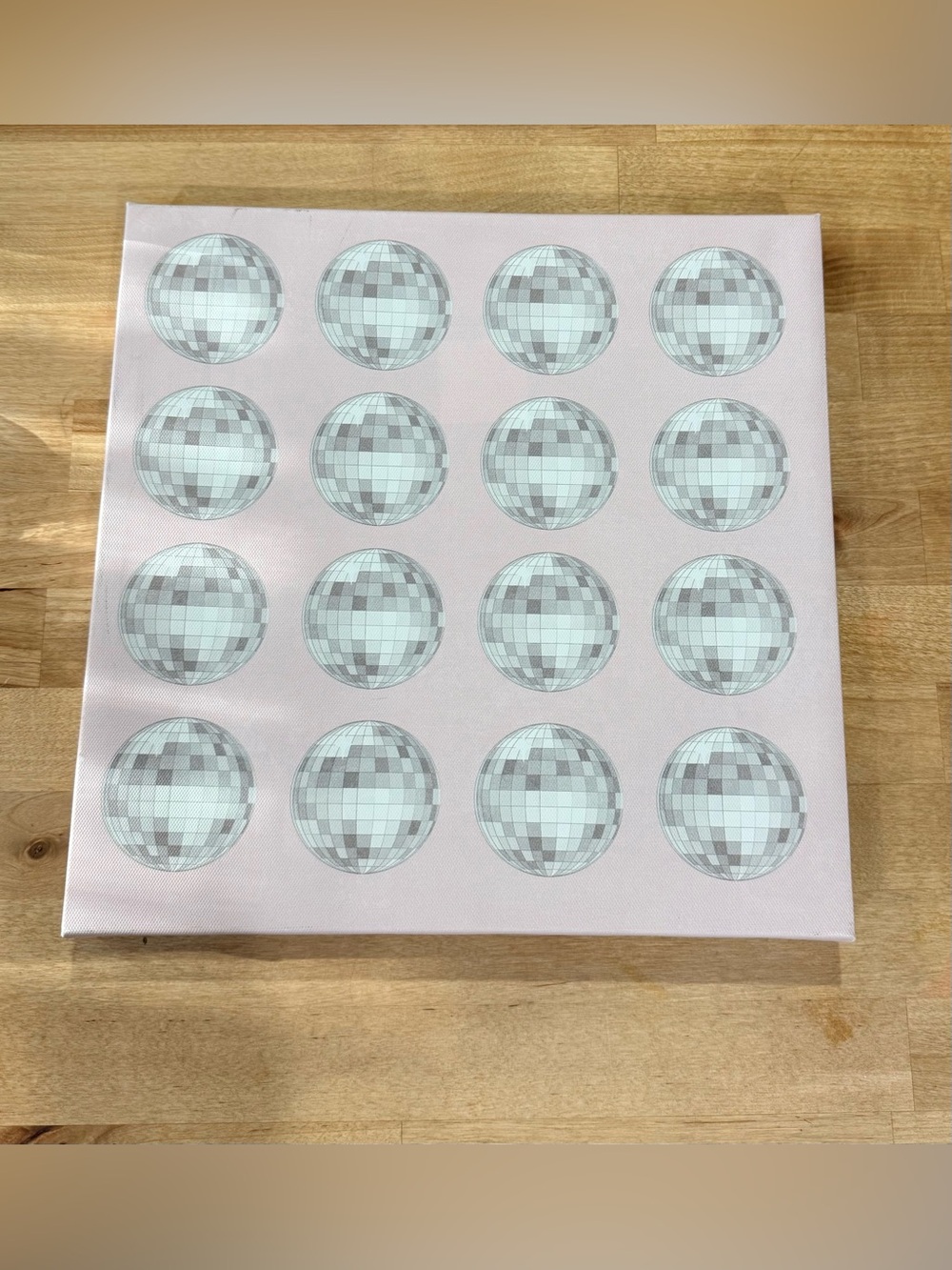 Pastel Pink disco ball Wall Art Canvas